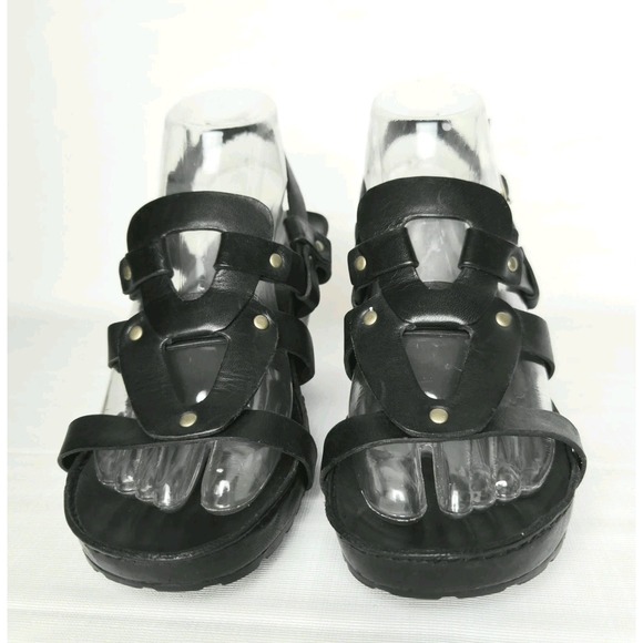 Timberland Studded Leather Sandals 8M Black Women's Slingback Block Heel - Picture 5 of 12